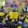 -세월호 기억공간이 있는 서울시의회 앞 도로에서 ‘세월호참사 8주기 국민대회’가 열리고 있다.