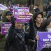 -세계 여성의 날을 맞아 3월 8일 오후 서울 광화문 교보문고 앞에서 ‘팔레스타인 여성들과 연대를!’ 집회가 열리고 있다.