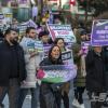 -3월 8일 오후 세계 여성의 날을 맞아 ‘팔레스타인 여성들과 연대를!’ 집회 참가자들이 서울 도심을 행진하고 있다. 