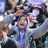 -3월 8일 오후 민주노총 주최로 ‘3.8 세계 여성의날 정신계승 전국노동자대회’가 서울 대학로에서 열리고 있다.